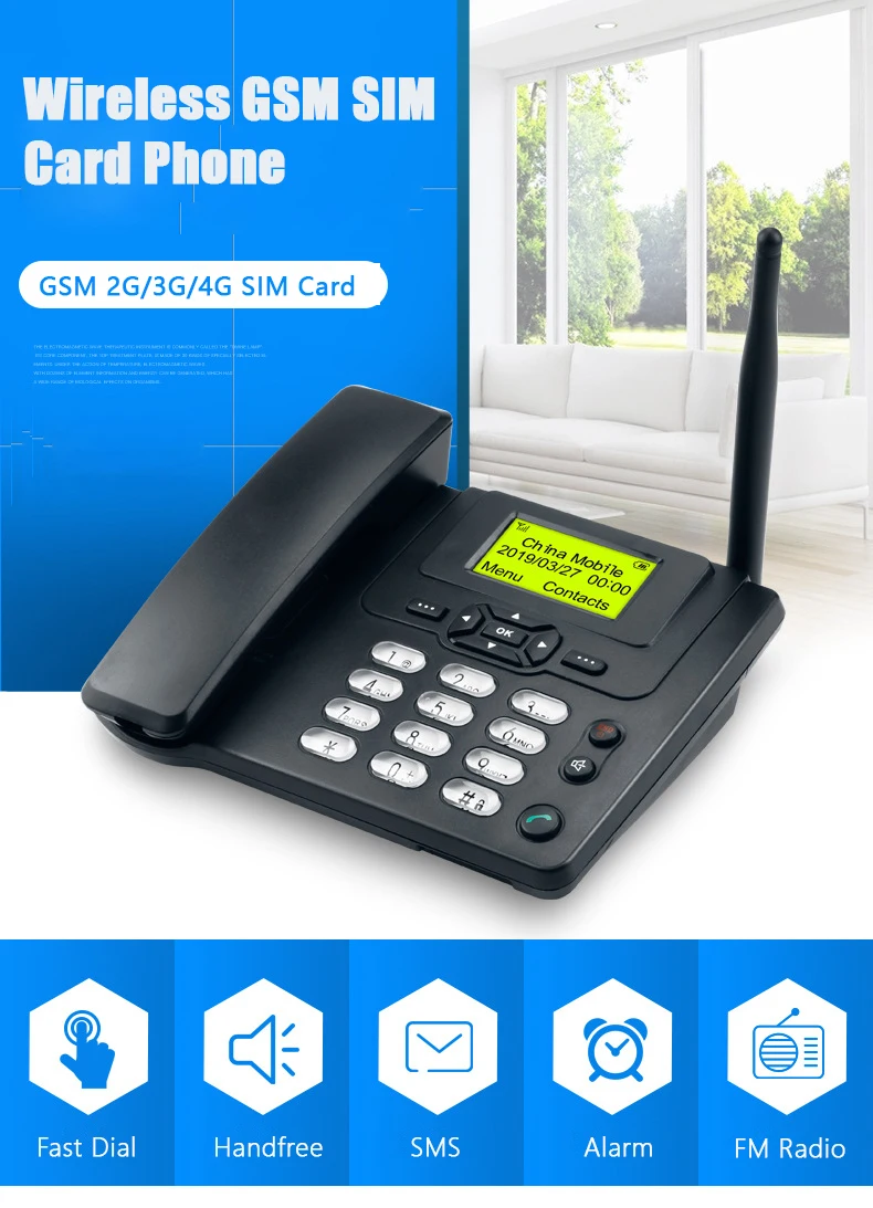GSM 900/1800 МГц Поддержка сим карты стационарный телефон с FM радио Call ID Handfree