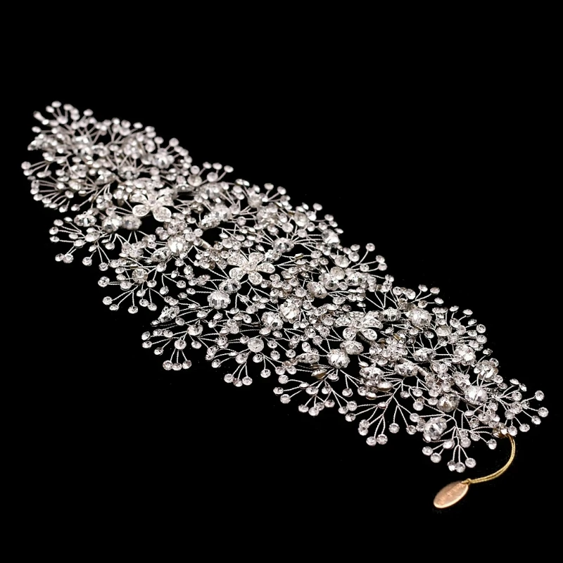 

Luxury Flower Bridal Wedding Headband Crystal Pearl Hair Vine Braid Headpiece XX9D