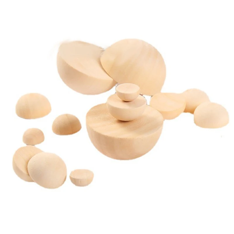 

100pcs Natural Unfinished Half Wood Beads Balls Round Spacer Wooden