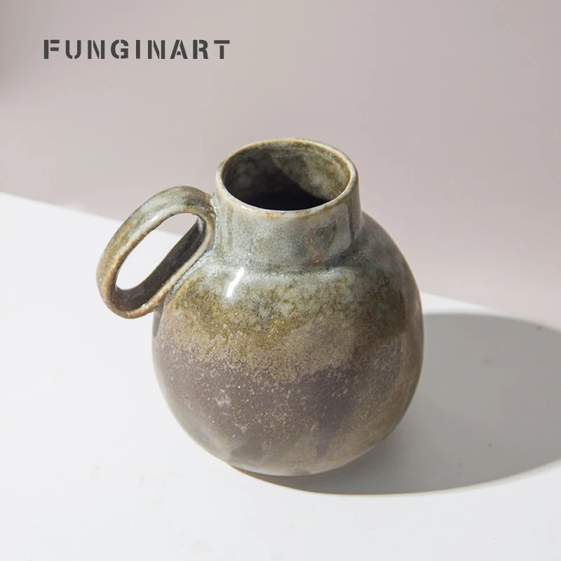 

Nordic Retro Kiln Turned Ceramic Vase Home Living Room Desktop Decoration Ornaments Hotel Flower Arrangement Bar Countertop Vase