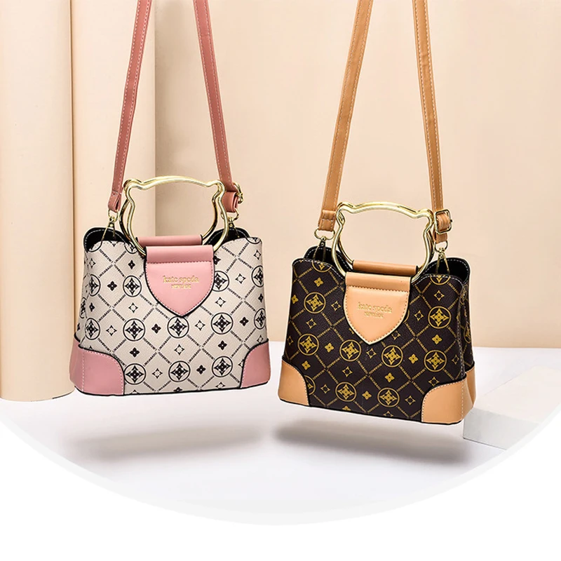 

Girl Pink Purse Lovely Handbag Flower Printing Shoulder Bags New Autumn Fashion Messenger Lady Bags Totes