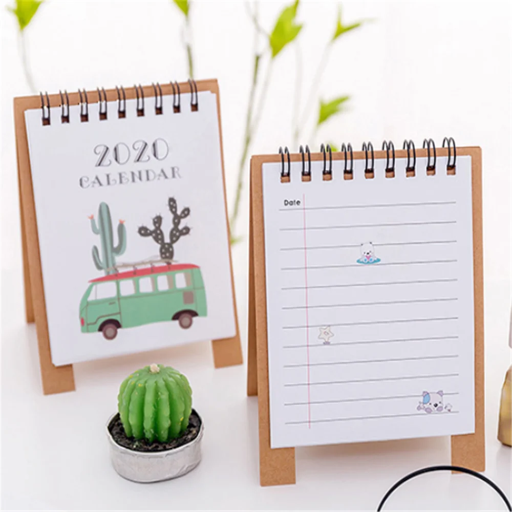 1PC Cute Cartoon Flamingo Desktop Calendar Mini Daily Schedule Table Planner Yearly Agenda Organizer School Office Supplies