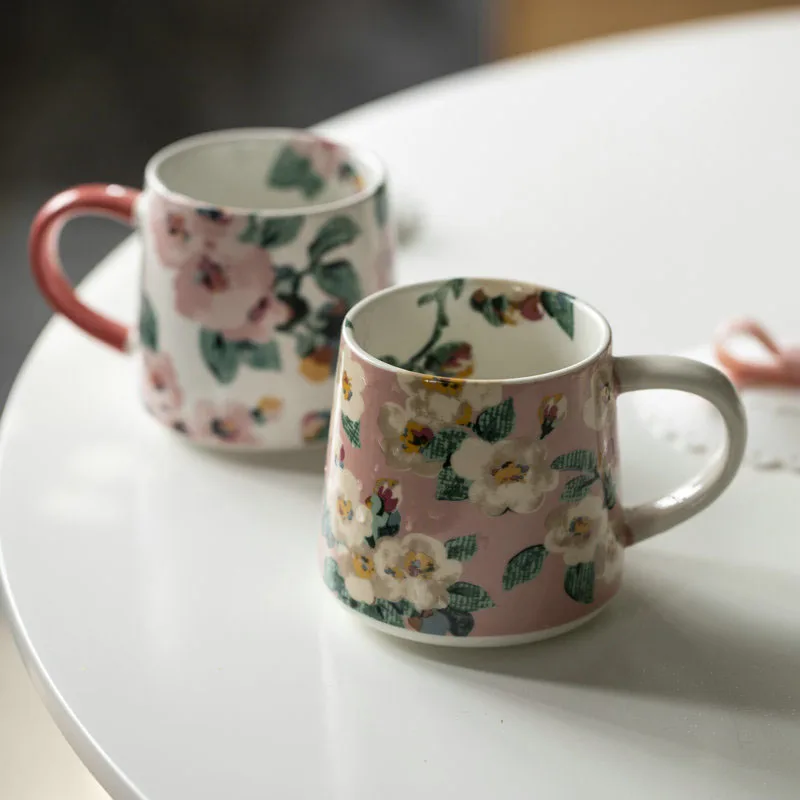 

Flower Ceramic Mug Yogurt Cups Milk Nordic Style Breakfast Cup Ins Style Couple Mugs For Home Kitchen Coffee Cup Tazas Caneca