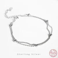 925 sterling silver bohemian simple round bead double bracelet female couple girlfriend gift party jewelry accessories