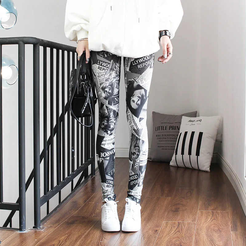 

LJCUIYAO Women Leggings Fitness Mujer Women Casual High Waist Leggings Ladies Solid Legging Ankle-Length Woman Print Clothes