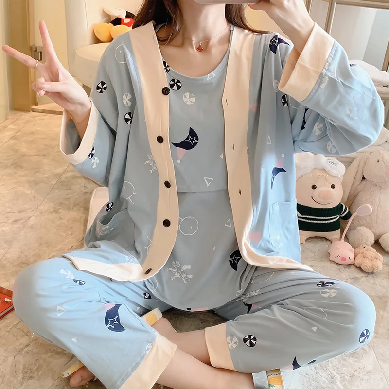 3 шт./комплект хлопковые пижамы для грудного вскармливания | Мать и ребенок