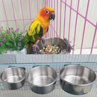 parrot bird feeder stainless steel cups container with food bowl water feeder bowl for dog cats puppy for bird cage accessories