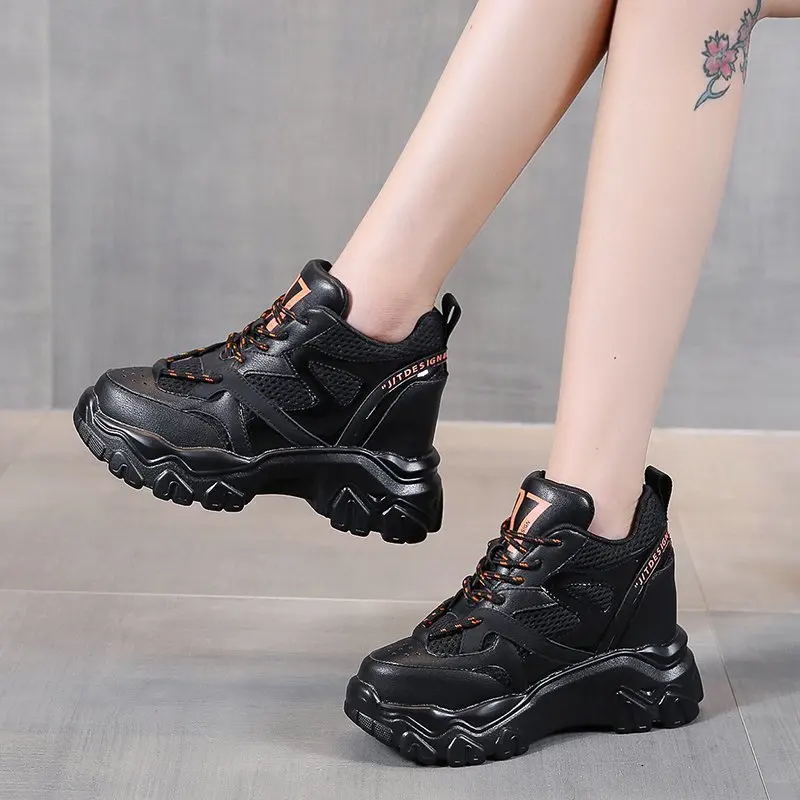 

Кроссовки женские на платформе, Повседневная дышащая спортивная обувь, на шнуровке, массивные, на осень