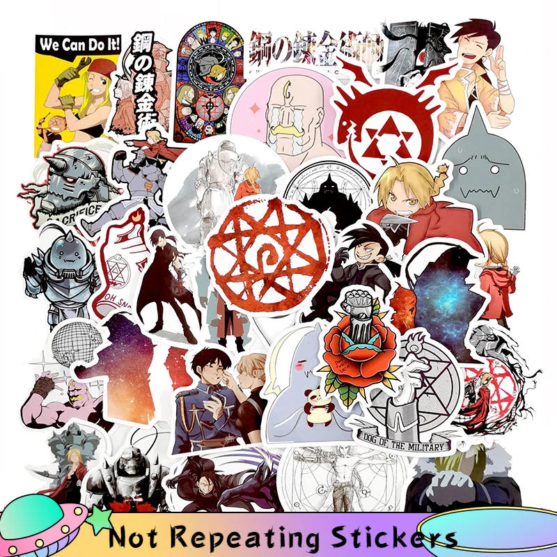 

10/50pcs/pack Fullmetal Alchemist Cartoon Anime Stickers For DIT TOY Mobile Phone Luggage Scrapbook Skateboard Laptop Motorcycle