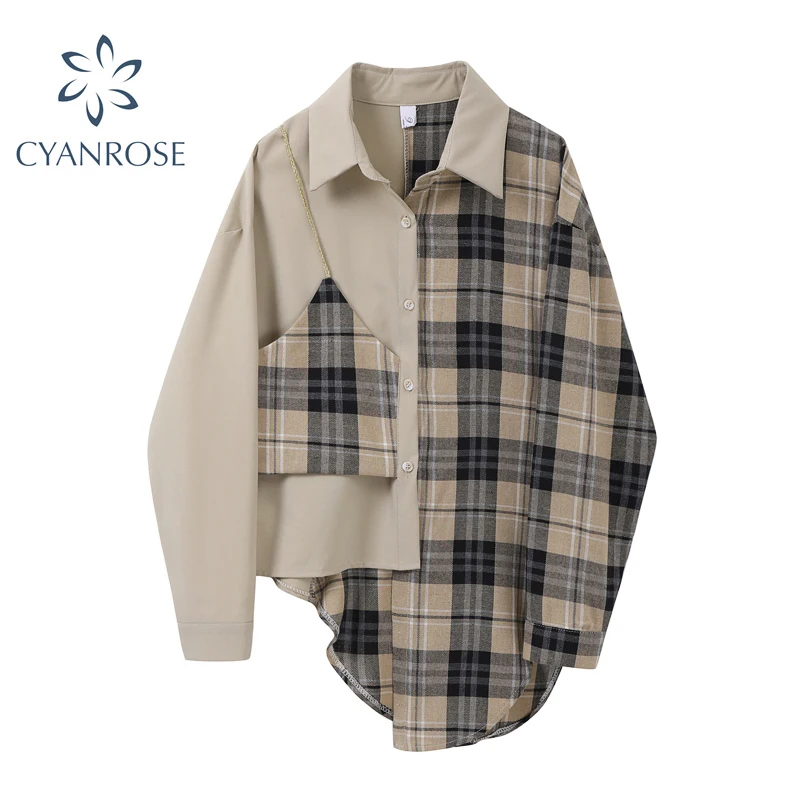 В стиле пэчворк элегантные женские рубашки 2020 Осень пальто с длинными рукавами и