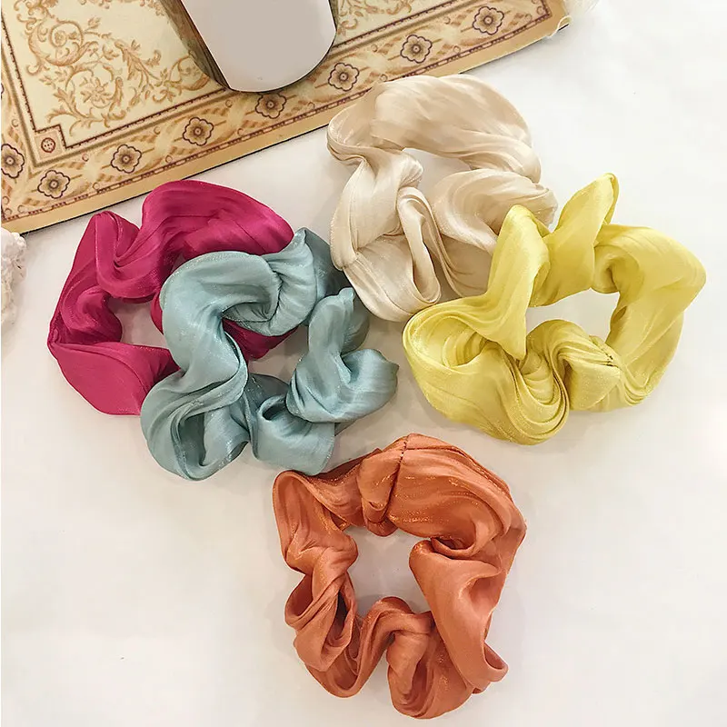 

1Pc Women Elegant Satin Solid Elastic Hair Bands Ponytail Holders Scrunchies Tie Hair Rubber Band Headband Lady Hair Accessories