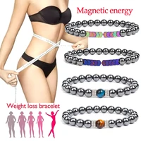 fashion weight loss slimming bracelet men magnetic therapy arrow gallstone hematite slim bracelet energy beads stretch bangle