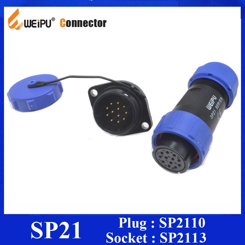 Оригинальный разъем Weipu SP21 2 3 4 5 7 9 12 контактный гнездовой для кабеля IP68 штекер с