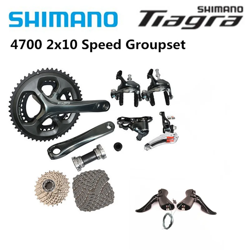 Shimano Tiagra 4700 Road Full Groupset Group 2x10 Speed Sunshine 10s Cassette 165mm/170mm/175mm Crankset Shifters 2x10s Groupset