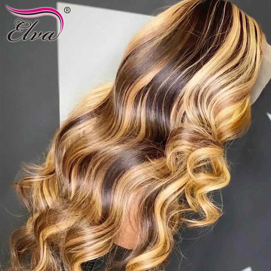 Волосы Elva 13x6 волнистые волосы с эффектом омбре цветной парик на сетке из