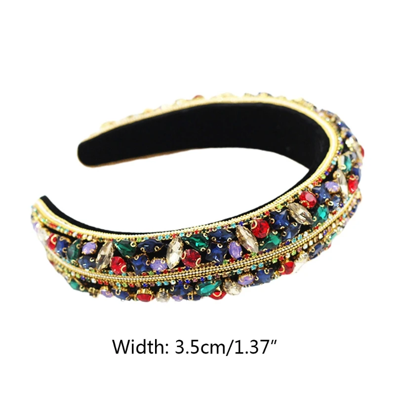 

Baroque Tiaras Wide Headband Luxurious Color Crystal Rhinestones Hair Hoop Female Girls Headwear wholesales