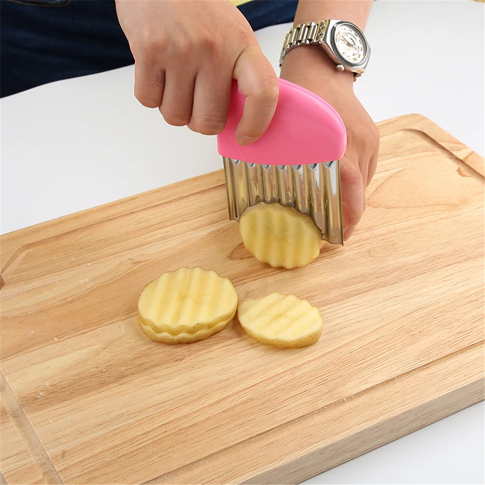 1 Pcs Wavy Edged Tool Wave onion potato slices wrinkled french fries salad corrugated cutting chopped knife | Дом и сад