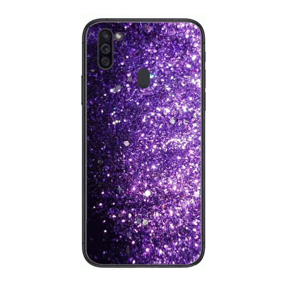 

Cover Lovely Purple Glitter Mobile Phone Case Hull For Samsung Galaxy M 10 20 21 31 30 60S 31S Black Shell Art Cell Cover TPU