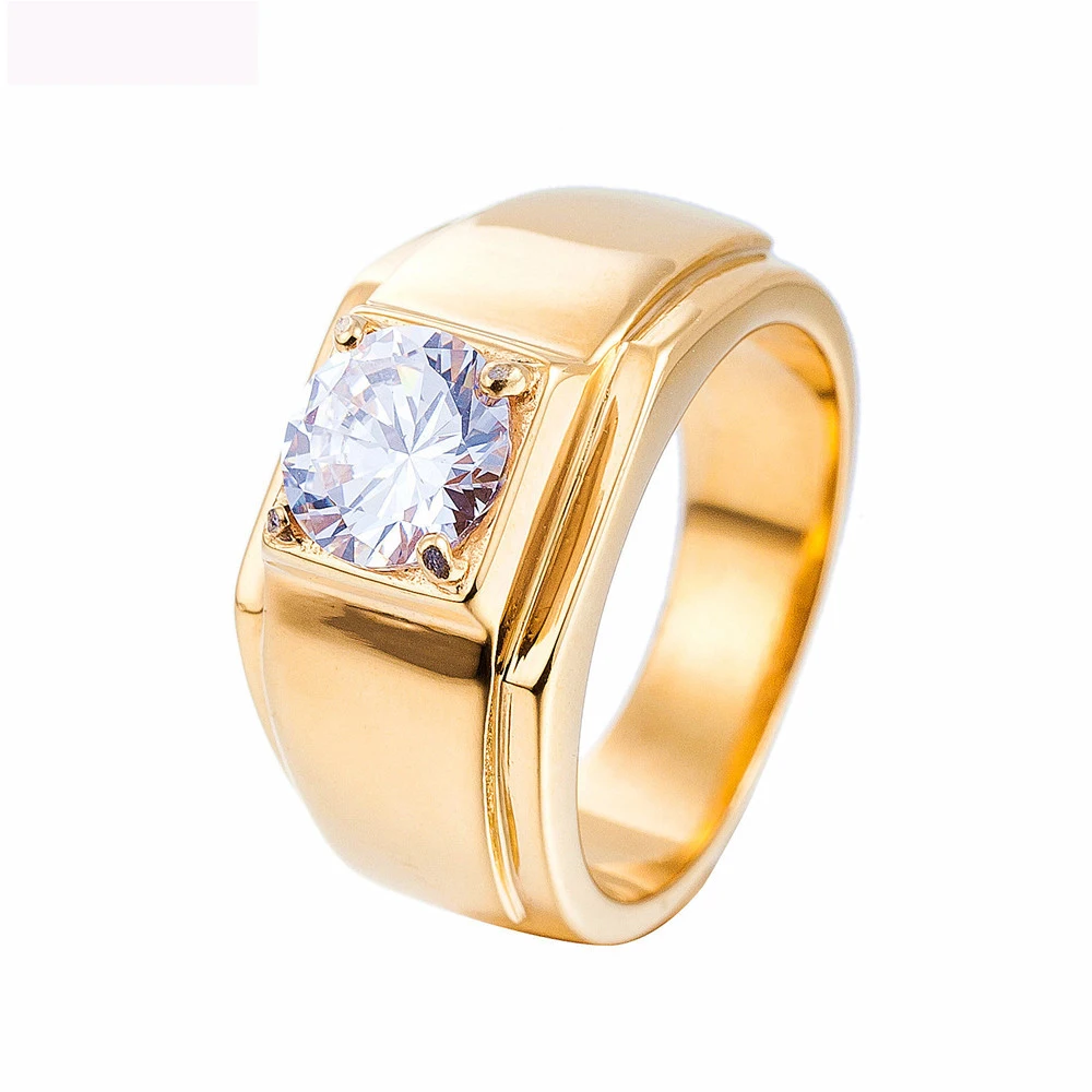 Men Women Stainless Steel Wedding Rings Gold Color Knight Templar Zircon Male Party Ring Medieval Signet Retro Vintag Gifts | Украшения и