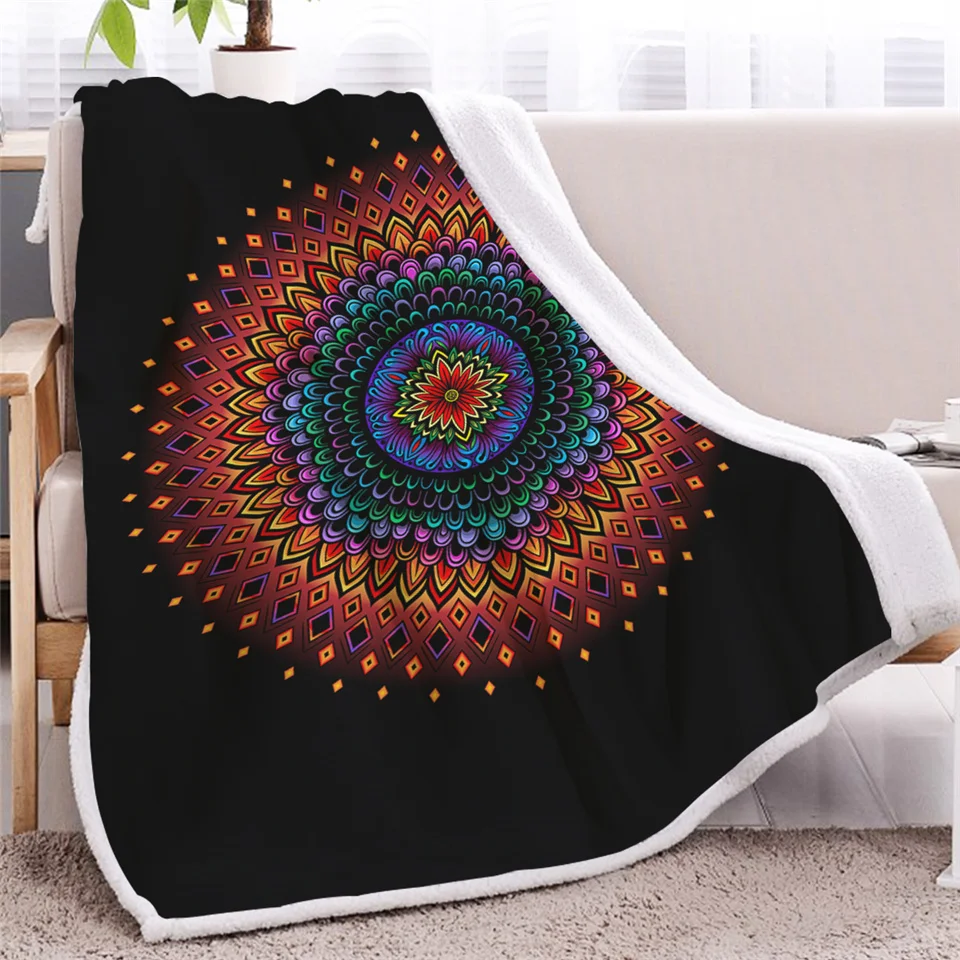 HM Life кровать одеяло цветочный принт красочное пушистое в богемном стиле