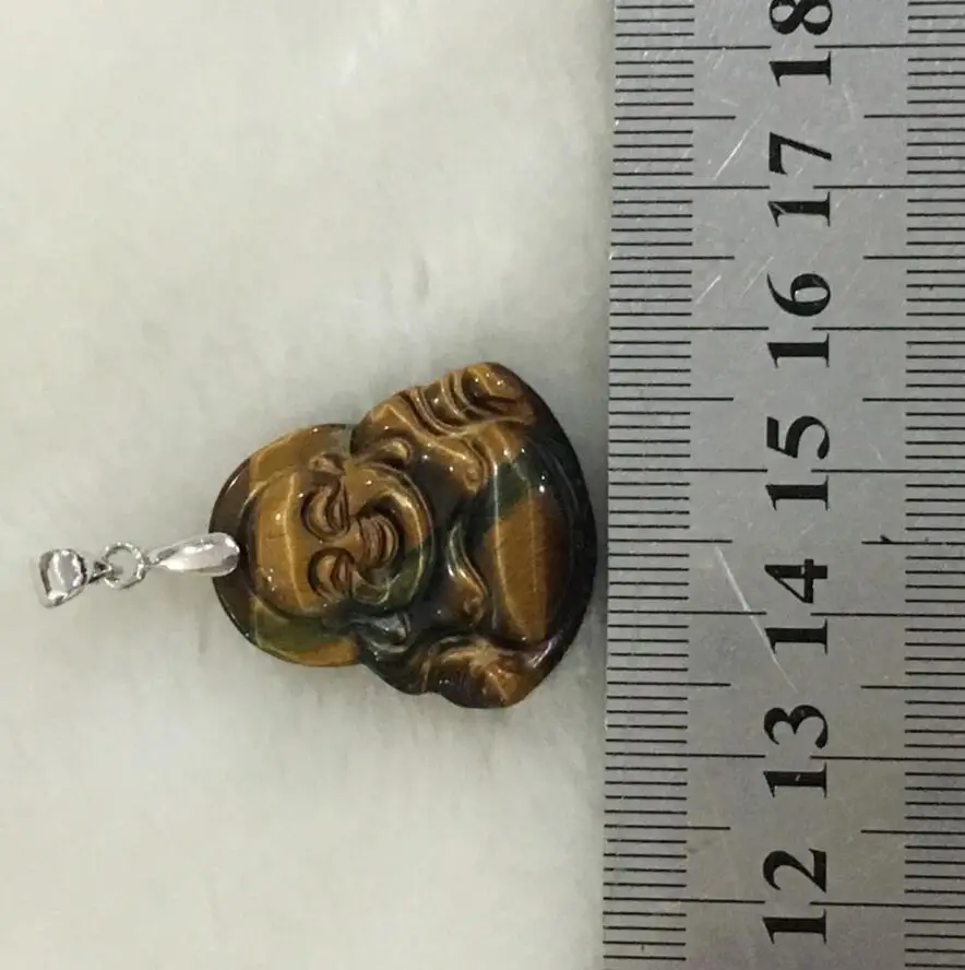 

Free shipping unsex hand carving 100% natural tiger eye stone buddha statue lucky Pendant