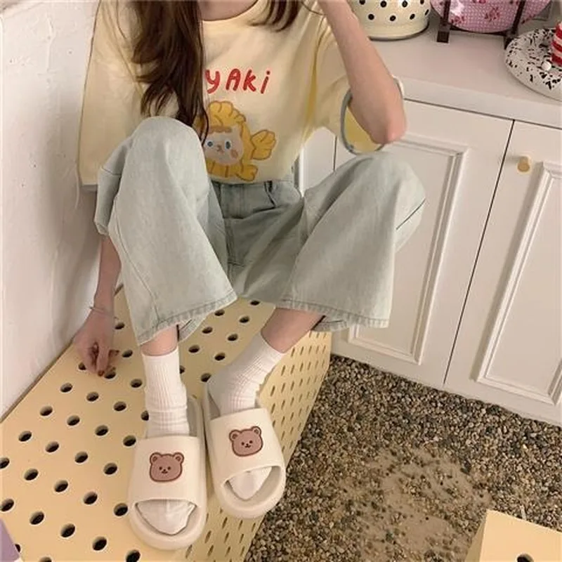 Женские летние шлепанцы Bear сандалии на платформе 2021 повседневные домашние