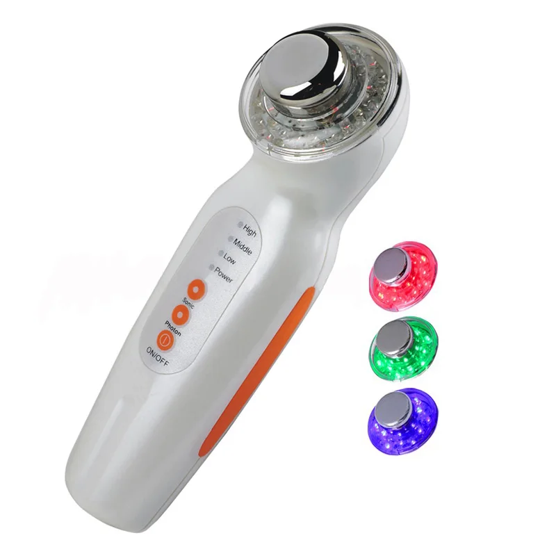 

3MHZ Ultrasonic Facial Massager 3 Colors LED Light Therapy Face Photon Skin Care Anti Aging Skin Tightening Device Beauty Tools