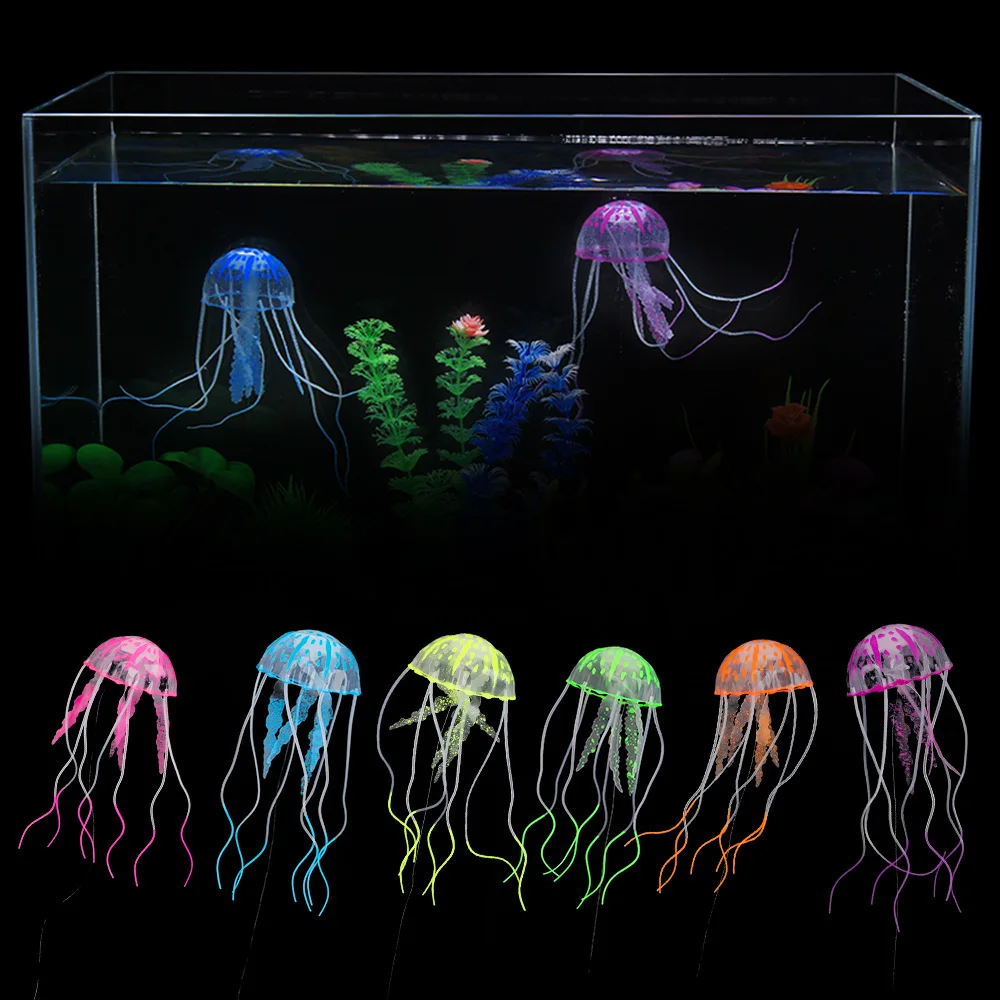 

Fish Tank Decoration 1pc Aquarium Decor Ornament Silicone Simulated Jellyfish Glowing Artificial Vivid Jellyfish