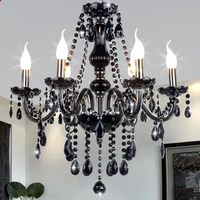 new modern black crystal chandeliers lighting for livingroom bedroom indoor lamp k9 crystal lustres de teto ceiling chandelier