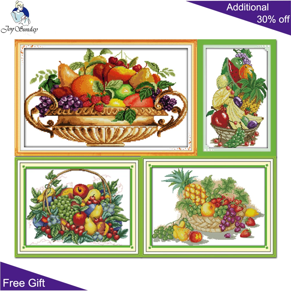 

Joy Sunday Fruit Basket Cross Stitch J126(5) J130(6) J144(2) J188 Stamped and Counted Fruit Basket Dinner Room Home Decor