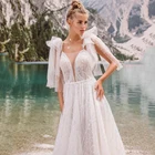 UZN шикарные кружевные современные свадебные платья принцессы пикантные на тонких бретельках с открытой спиной Свадебные платья