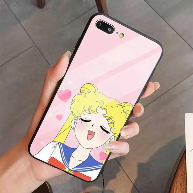 

fashion aesthetic Girl anime cute Sailor Moon Phone Case Tempered glass For iphone 5C 6 6S 7 8 plus X XS XR 11 PRO MAX
