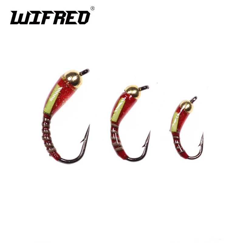 Wifreo 6 шт./коркорт. Латунная бусина Павлин Herl ребристый корпус красный зуммер