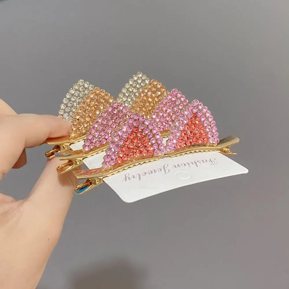

1 Pair Rhinestone Hair Clips Crystal Cat Ear Hair Clip Women Girls Headwear Hairpins For Daily Wearing And Party Decorations