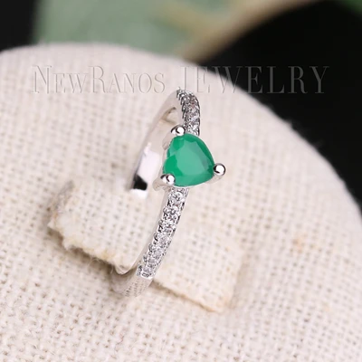 Newranos обручальные кольца для женщин Любовь Сердце кубический циркон ювелирные изделия Bijoux Femme аксессуары, обручальные кольца RGY003122 - Цвет основного камня: green-white