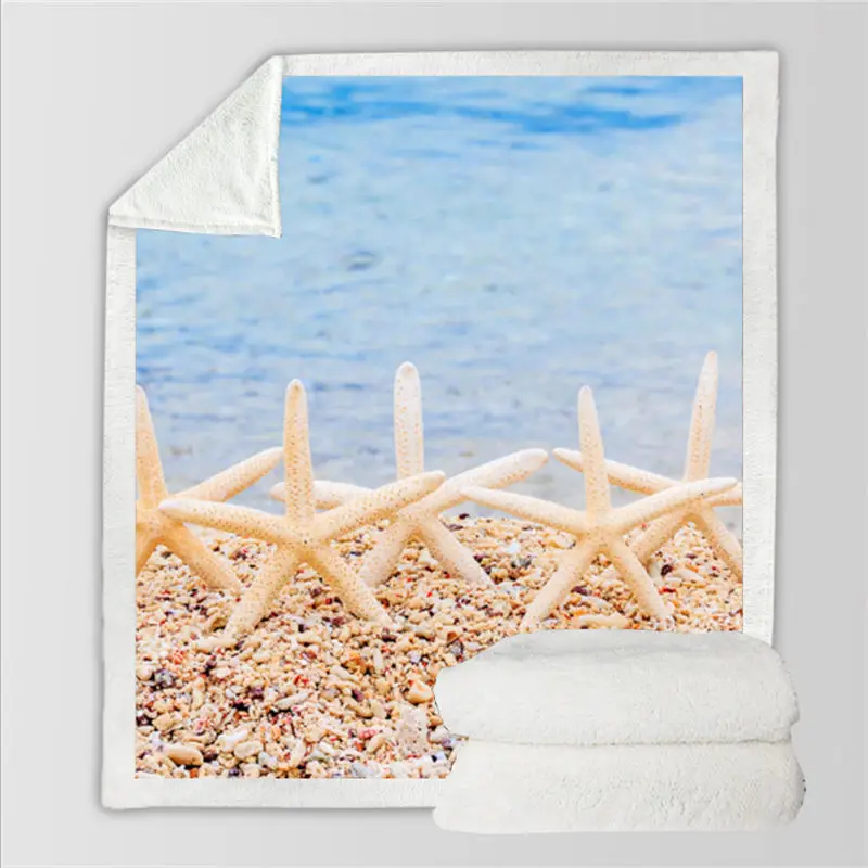 Рождественские украшения для дома с капюшоном одеяло Пляжный Пейзаж узор хлопок