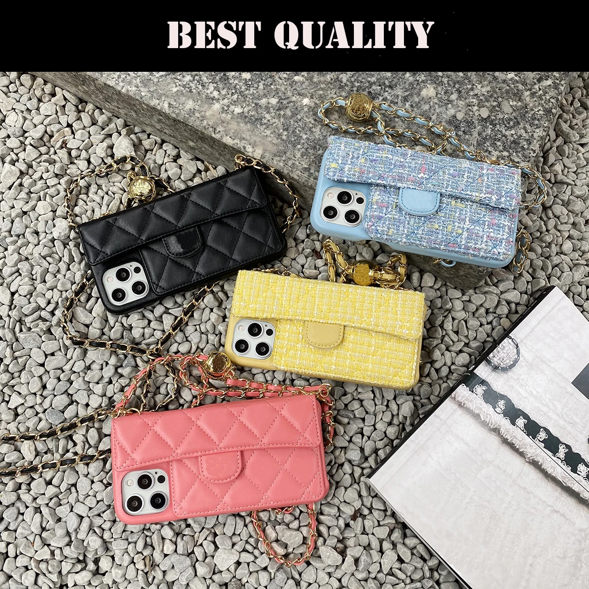 

Fashion New Luxury Metal Ball Live Buckle Adjustable Chain Crossbody Card Bag For IPhone 12 11 Pro XS Max XR X 8 Plus Phone Case