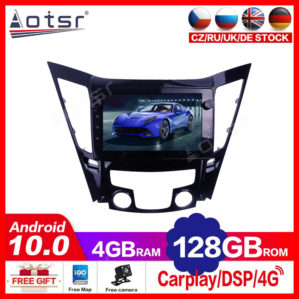 melhor 4 + 128g Para Hyundai Sonata 8 2011 - 2014 Android10.0 Tesla Tela Carro Multimídia Jogador Gps Navegação Rádio Estéreo Automático Carplay