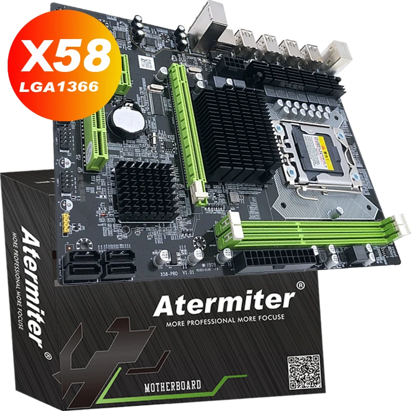 Материнская плата Atermiter X58 LGA1366 Combos X5650 ЦПУ 2 шт. x 8 ГБ = 16 DDR3 ОЗУ 1600 МГц PC3 12800R |