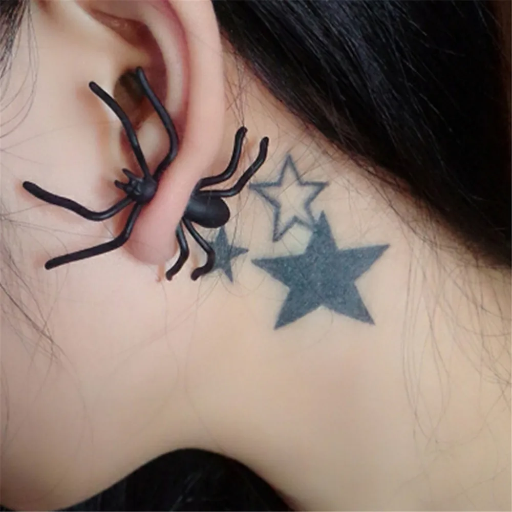 SexeMara 2019 New Fashion Halloween Decoration 1Piece 3D Creepy Black Spider Ear Stud Earrings for Haloween Party DIY | Украшения и
