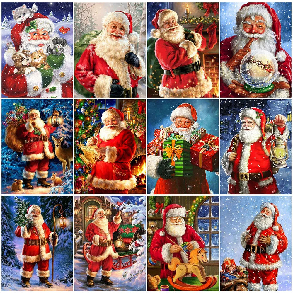 

HUACAN DIY Алмазная картина полностью квадратная Санта-Клаус Алмазная вышивка крестиком мультфильм Рождественское украшение