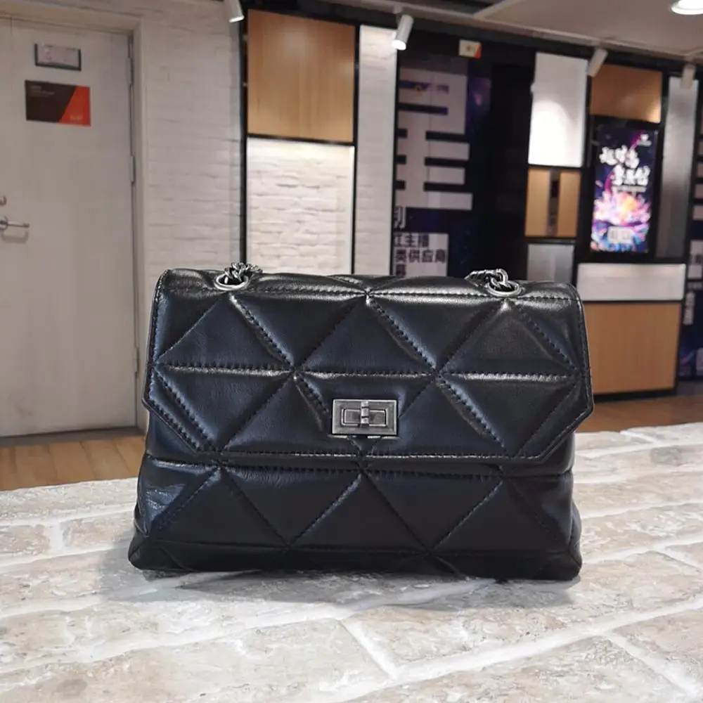 

free shipping 2020 the new style good and nice simple genuine leather sheepskin women one shoulder bag crossbody bag 25cm