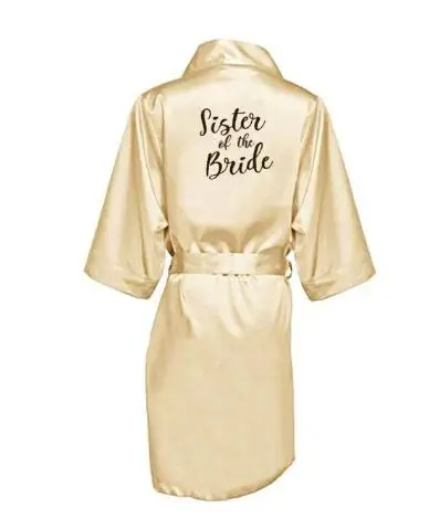 Халат для невесты и подружки атласный халат-кимоно с белыми черными буквами