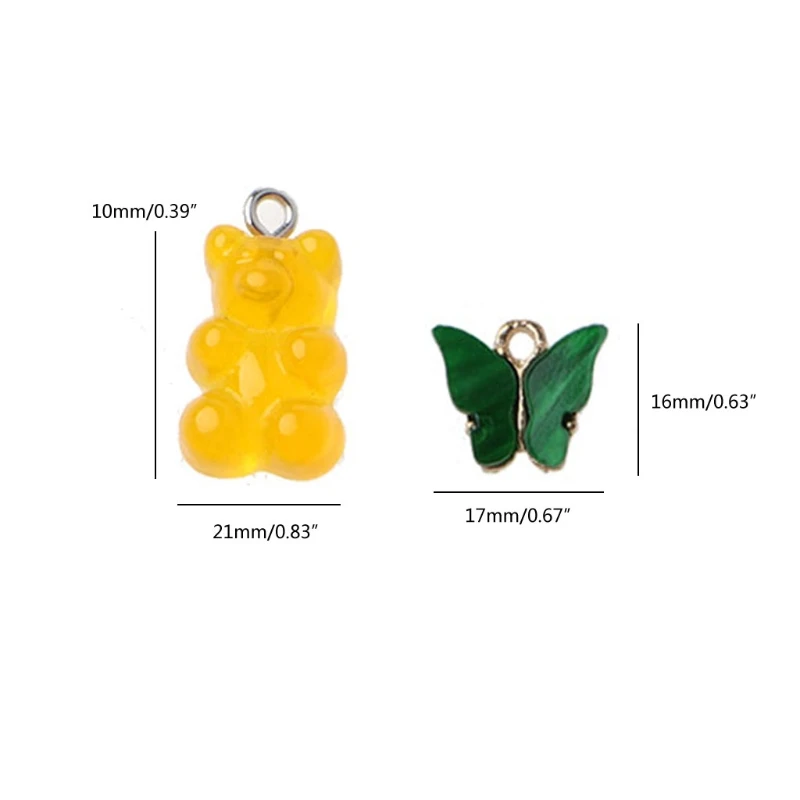 

Butterfly Resin Bear Color Pendant Set European and American Jewelry Accessories