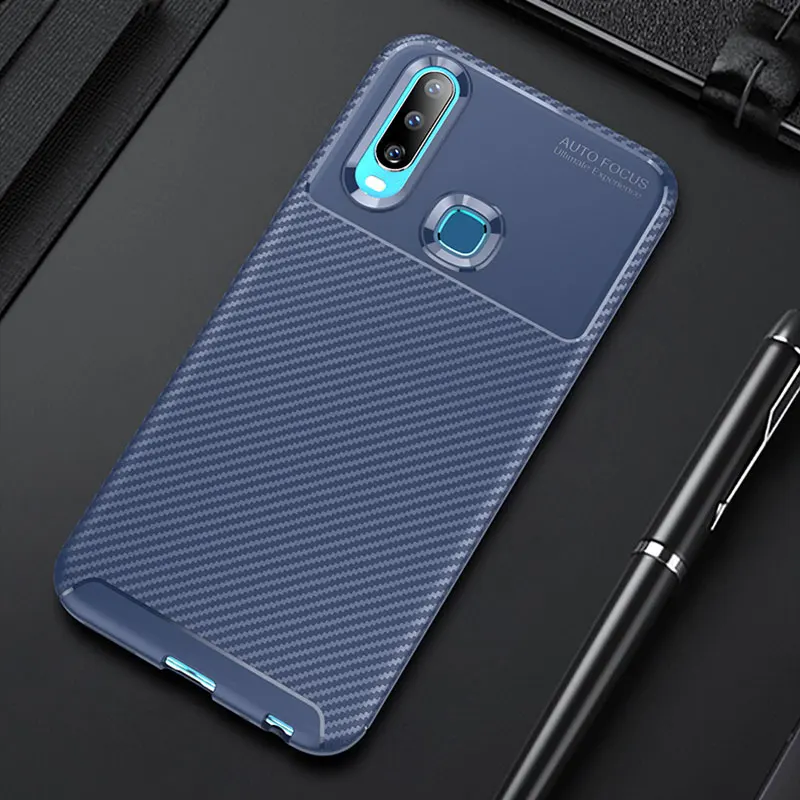 Чехол для VIVO Y17 Y3 чехол 1902 роскошный из углеродного волокна противоударный мягкий