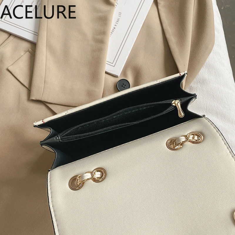 

ACELURE Solid PU Leather Metal Chain Small Square Shoulder Bags for Women Diamondd Lattice High Quality Ladies Shopping Purse