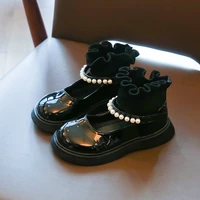 children casual shoes for toddlers girls medium big kids leather shoes flats pearls beading with ruffles princess sweet chic new
