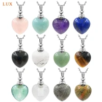 natural fashion heart shape gemstones amethyst pendants rose crystal perfume bottle healing pendants necklace jewelry for women