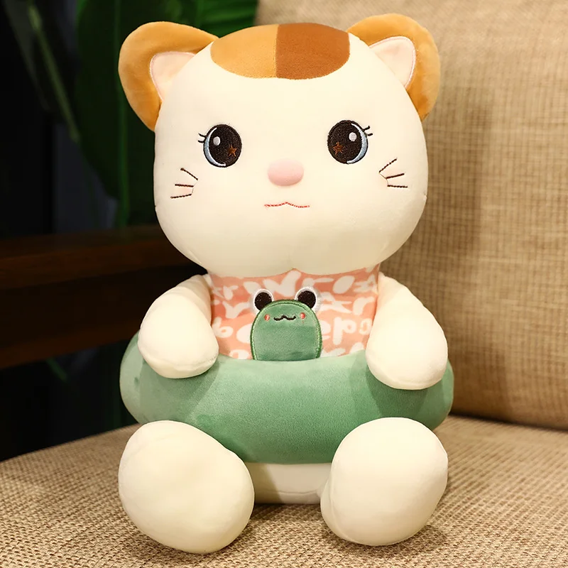 

25/45/55CM Creative Cute Cat Plush Toy Kawaii Pink Yellow Green Animal Doll Sleeping Pillow Home Bed Decoration Holiday Gift