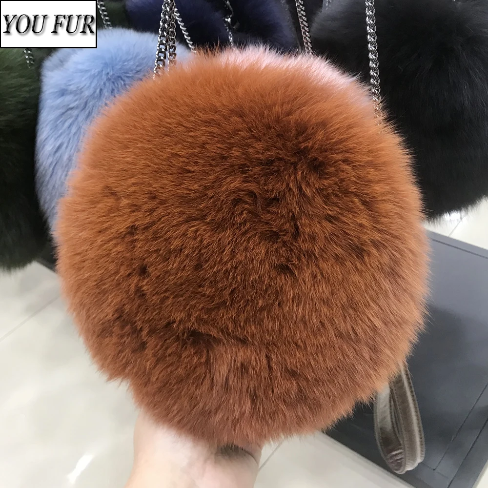 

New Arrival Fashion Girls 100% Natural Fox Fur Wallet Bags Women Winter Fluffy Real Fur Shoulder Bags Lady Fur Crossbody Bag